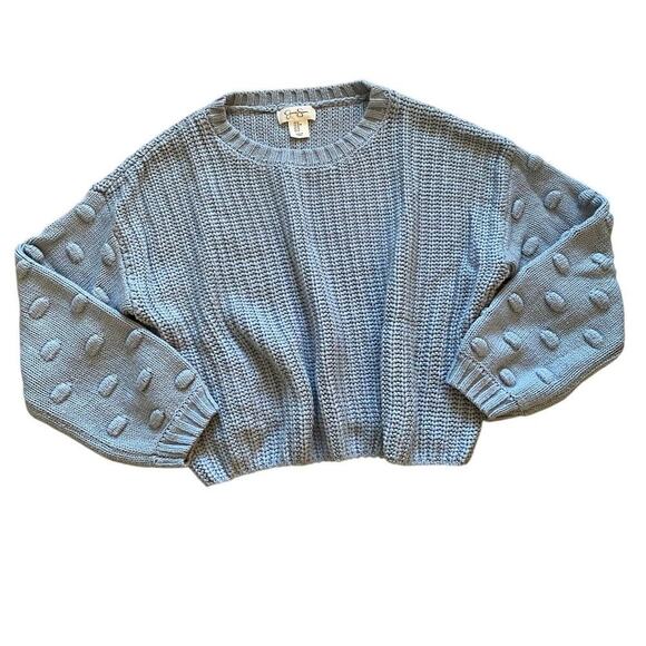 Jessica Simpson Cottagecore Boho Crewneck Knitted Puff Sleeve Sweater - Picture 3 of 8